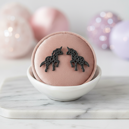 origami unicorn earrings - lifestyle