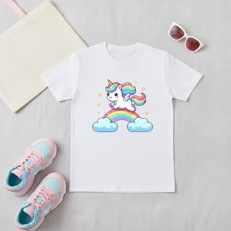 origami unicorn shirt - flat-lay