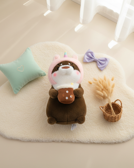 otter unicorn plush - flat-lay