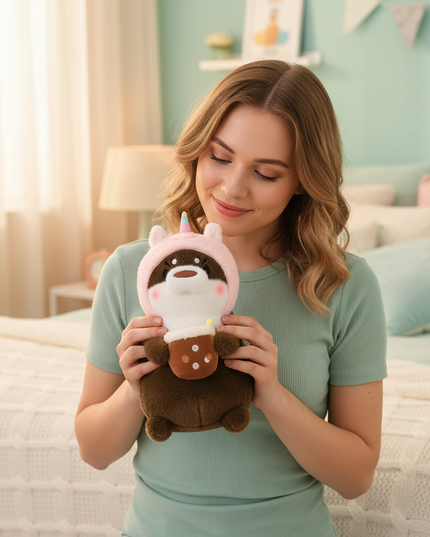 otter unicorn plush - in-use