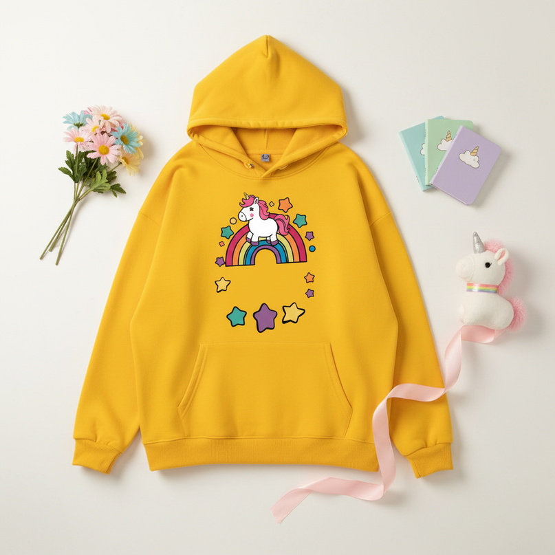 oversized unicorn hoodie - flat-lay
