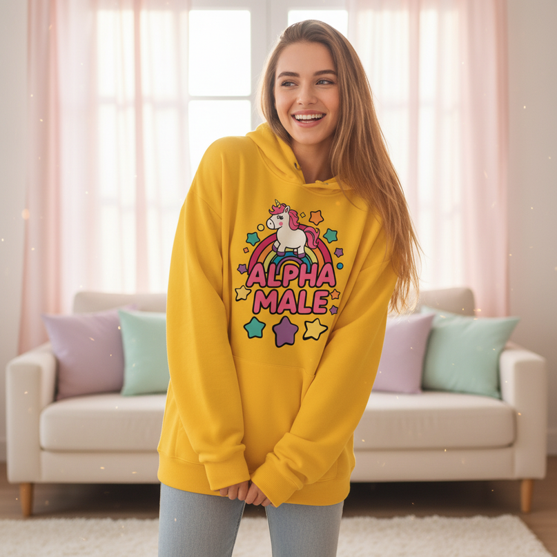 oversized unicorn hoodie - in-use