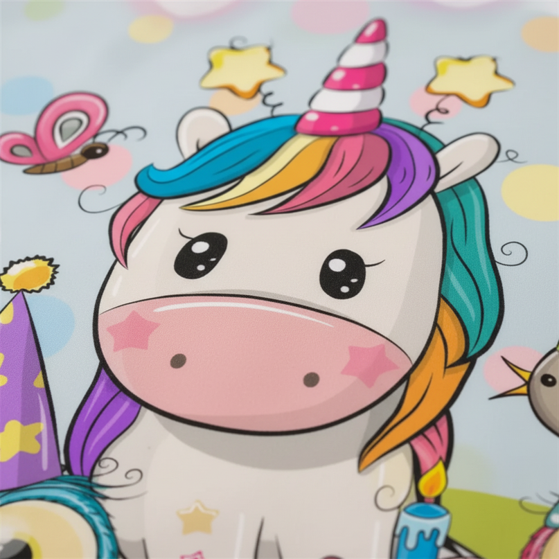 owl balloon party unicorn bedding - detail