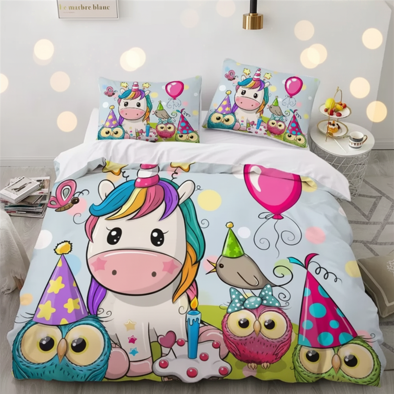 owl balloon party unicorn bedding - lifestyle