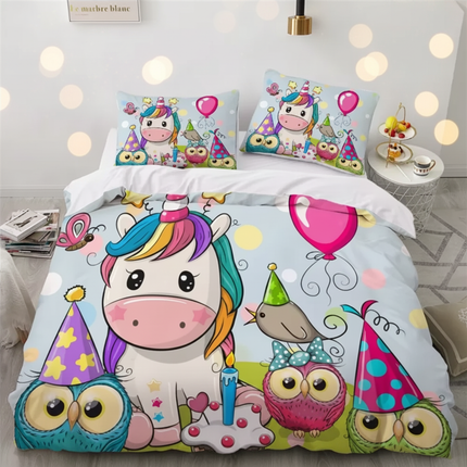 owl balloon party unicorn bedding - lifestyle