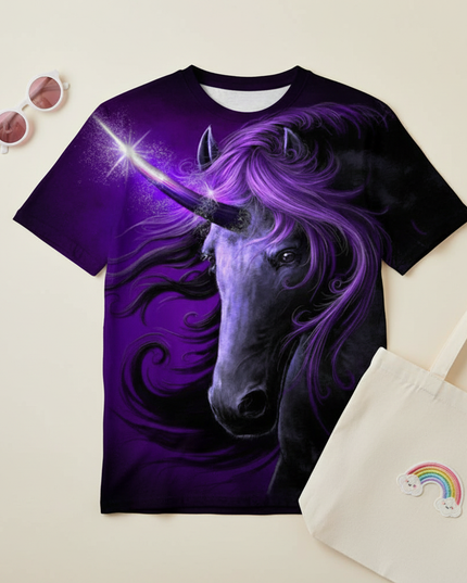 painted unicorn shirt - flat-lay