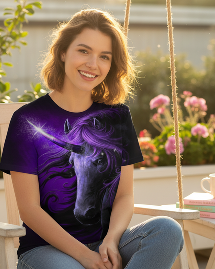painted unicorn shirt - in-use