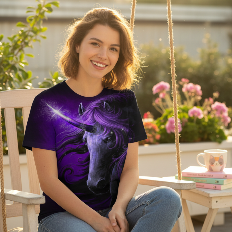 painted unicorn shirt - in-use