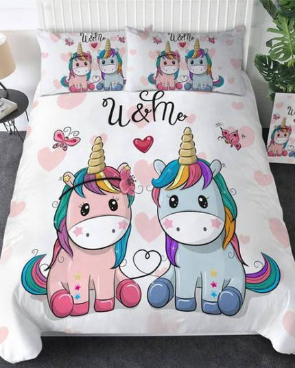 Love U & Me Unicorn Bed Set