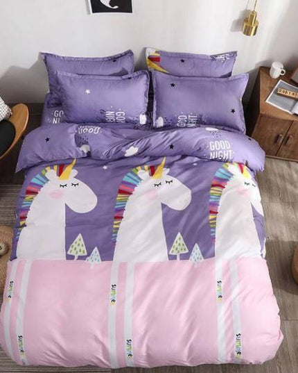 Violet Emoji Unicorn Bed Set