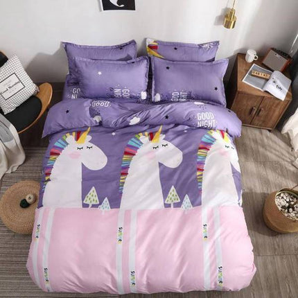 Violet Emoji Unicorn Bed Set