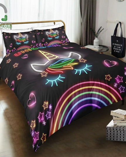 3D Kawaii Unicorn Bed Set
