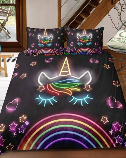 3D Kawaii Unicorn Bed Set