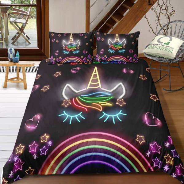 3D Kawaii Unicorn Bed Set