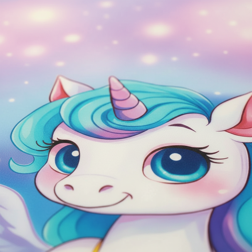 pastel garden chibi unicorn bedding - detail