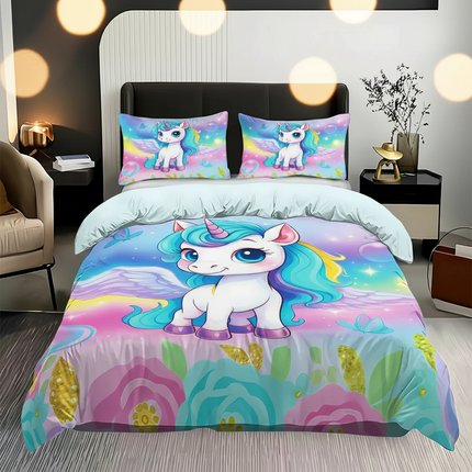 pastel garden chibi unicorn bedding - lifestyle