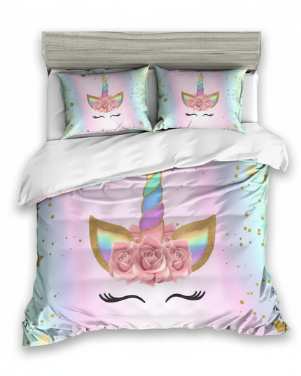 pastel lashes unicorn bedding - white-bg