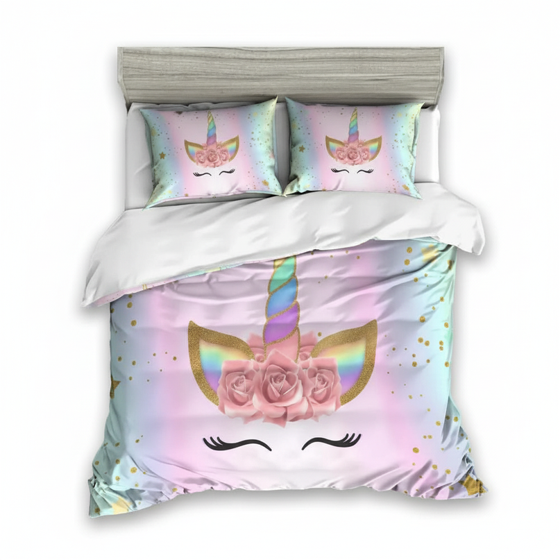 pastel lashes unicorn bedding - white-bg
