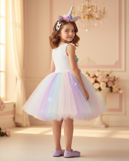 pastel led unicorn tutu dress girls - back