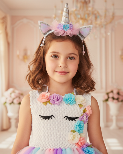 pastel led unicorn tutu dress girls - detail