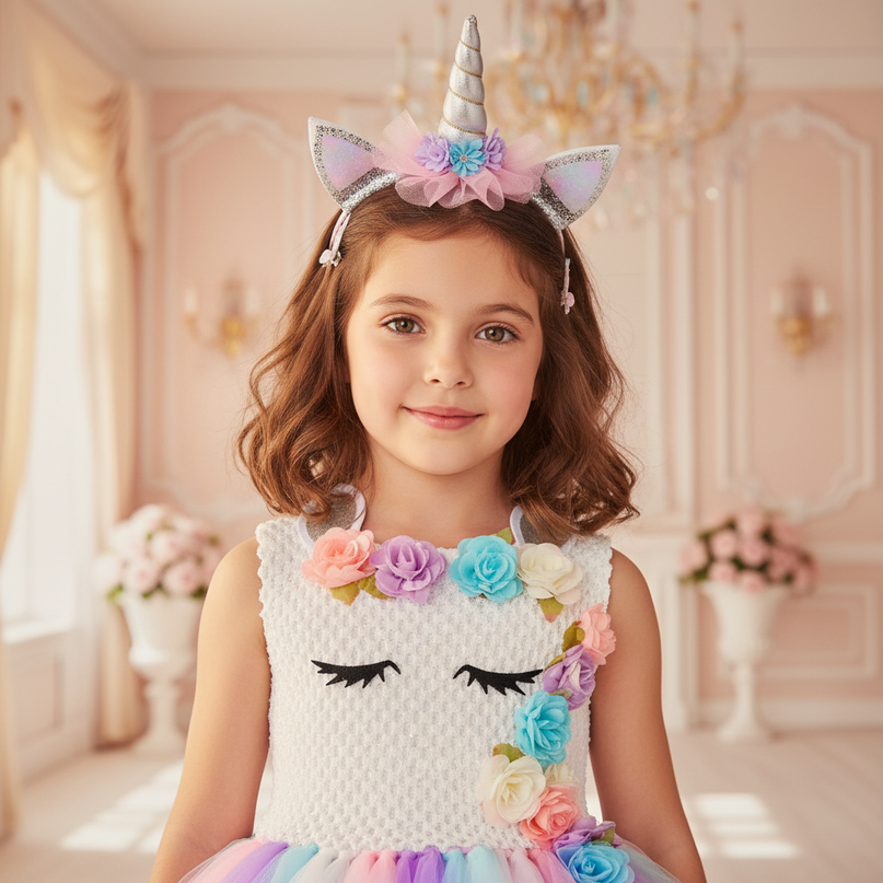 pastel led unicorn tutu dress girls - detail