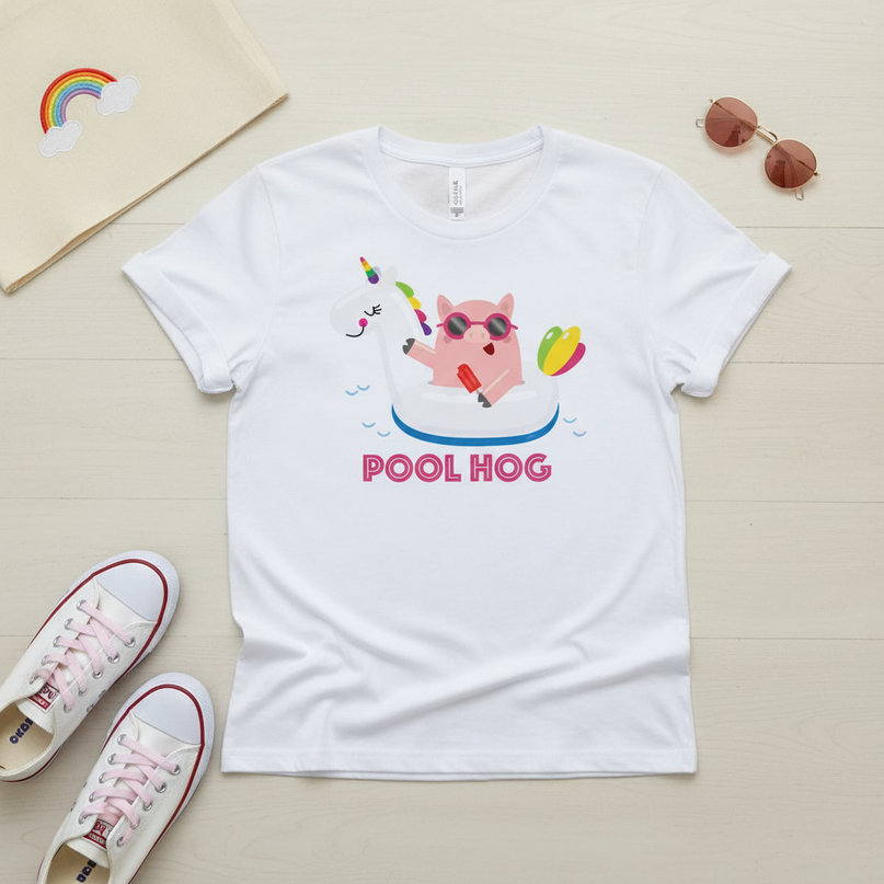 pastel pink unicorn shirt - flat-lay