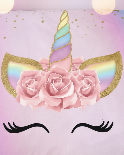 pastel rose petal lashes unicorn bedding - detail