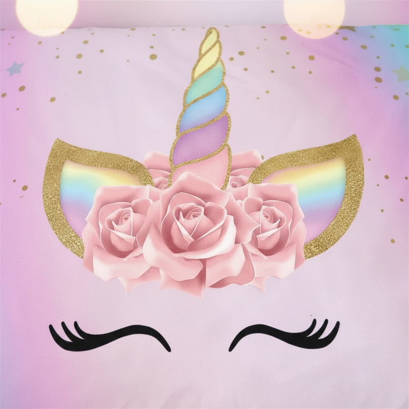 pastel rose petal lashes unicorn bedding - detail