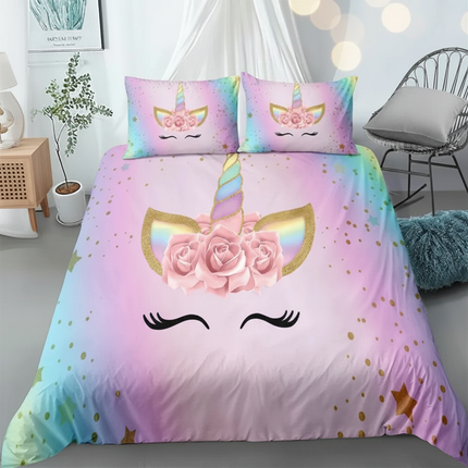 pastel rose petal lashes unicorn bedding - lifestyle