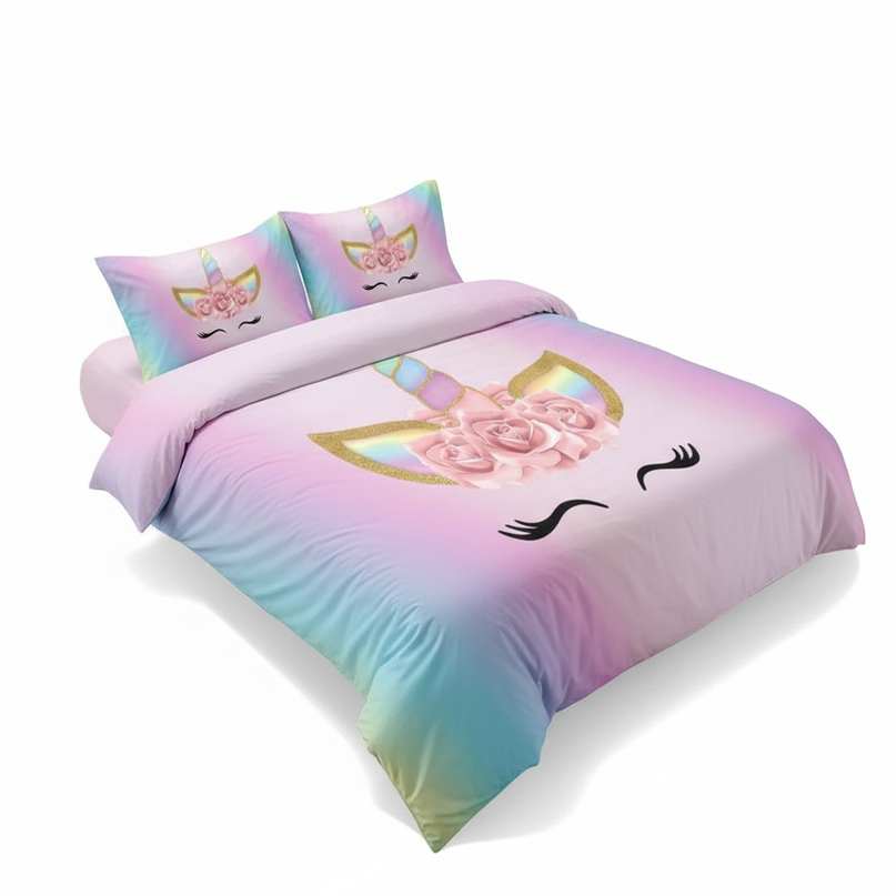 pastel rose petal lashes unicorn bedding - white-bg