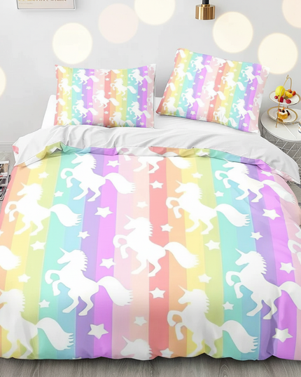 pastel silhouette unicorn bedding - lifestyle