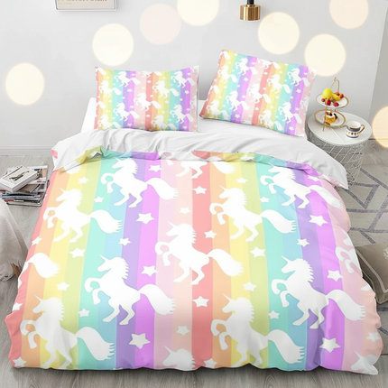 pastel silhouette unicorn bedding - lifestyle