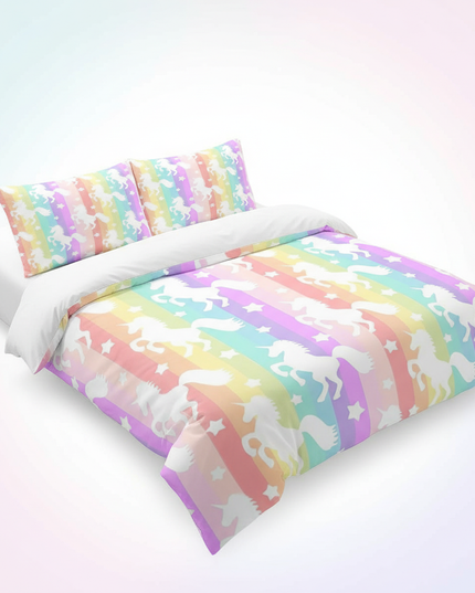 pastel silhouette unicorn bedding - white-bg
