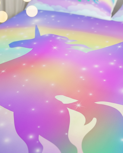 pastel sky wings unicorn bedding - detail