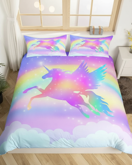 pastel sky wings unicorn bedding - lifestyle