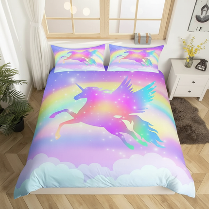 pastel sky wings unicorn bedding - lifestyle
