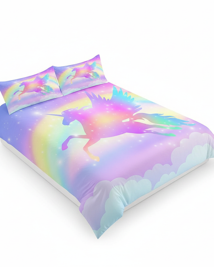 pastel sky wings unicorn bedding - white-bg