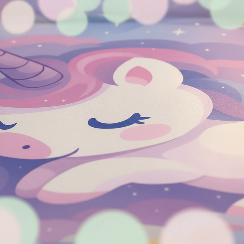 pastel sleeping cloud unicorn bedding - detail