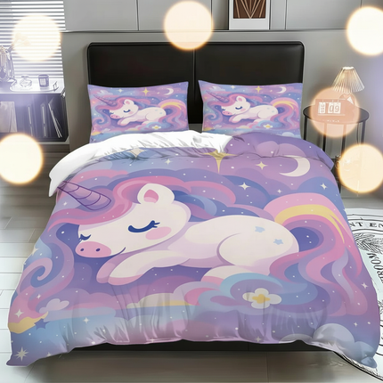 pastel sleeping cloud unicorn bedding - lifestyle