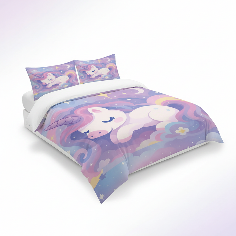pastel sleeping cloud unicorn bedding - white-bg