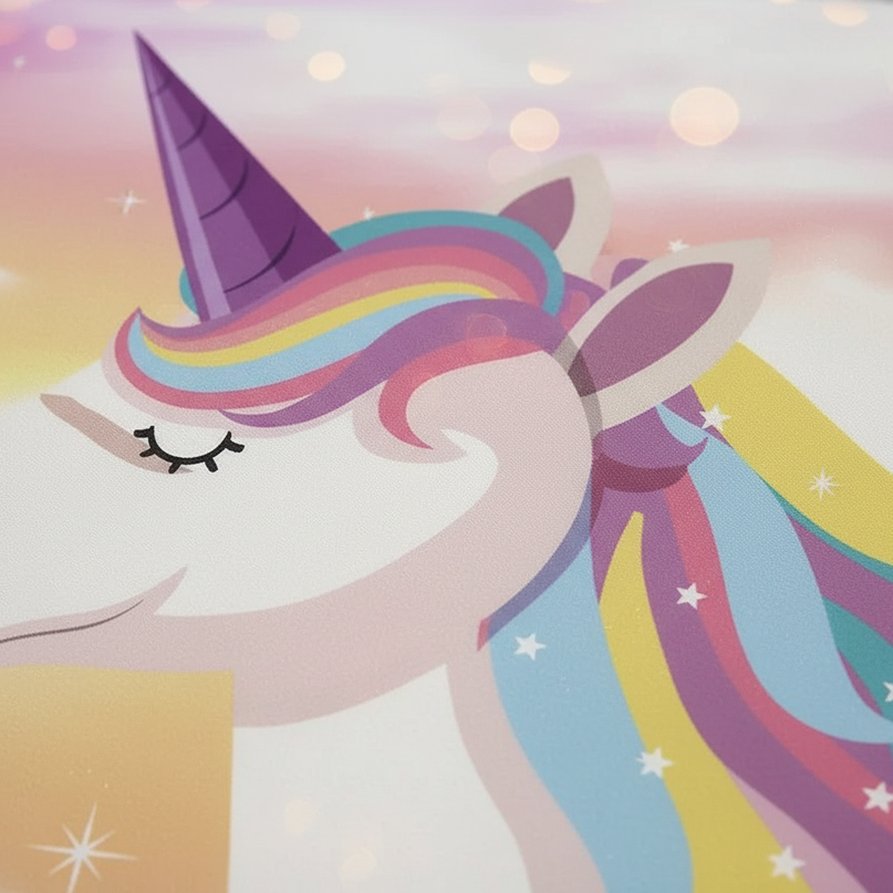 pastel sunset unicorn bedding - detail