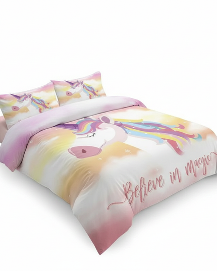 pastel sunset unicorn bedding - white-bg