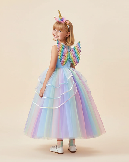 pastel unicorn ball gown dress - back