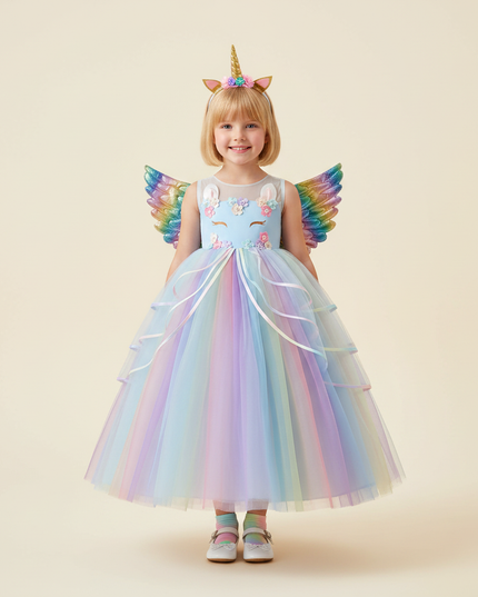 pastel unicorn ball gown dress - detail