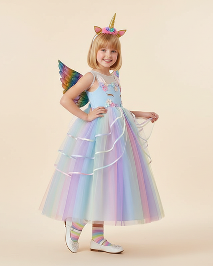 pastel unicorn ball gown dress - front