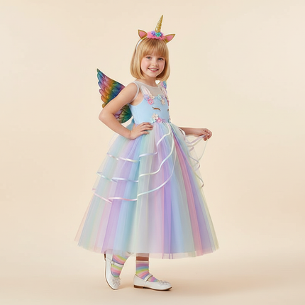 pastel unicorn ball gown dress - front