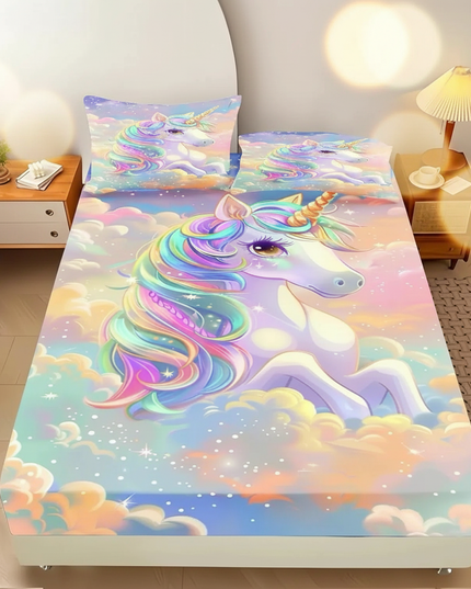 pastel unicorn bed sheet set - lifestyle