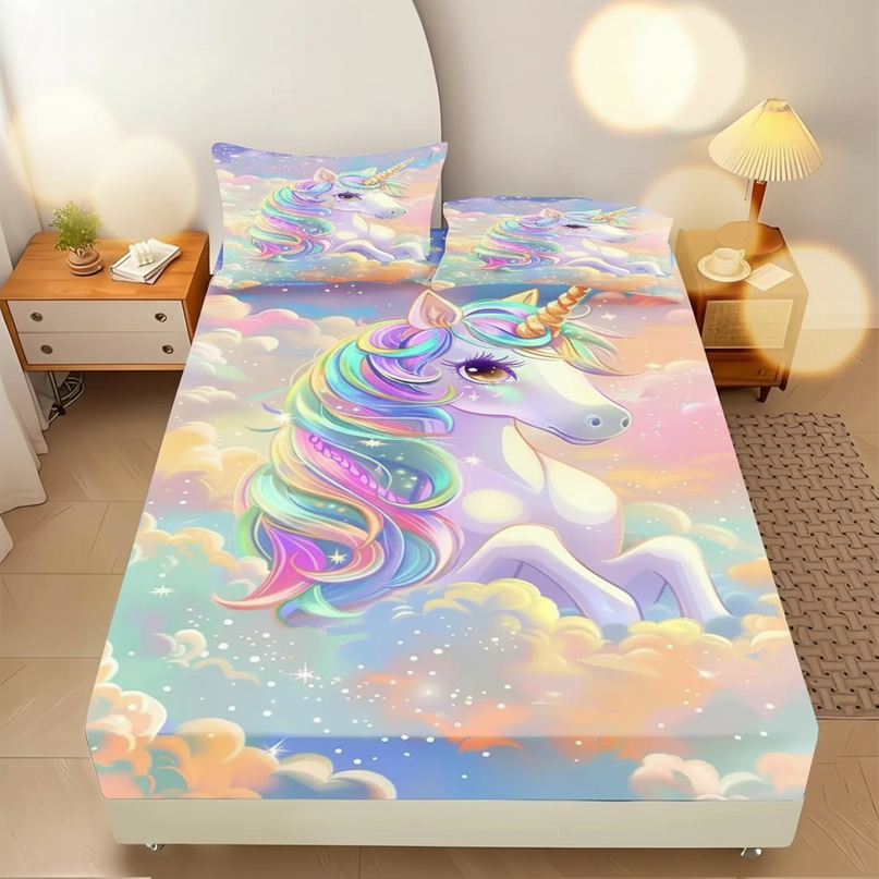 pastel unicorn bed sheet set - lifestyle