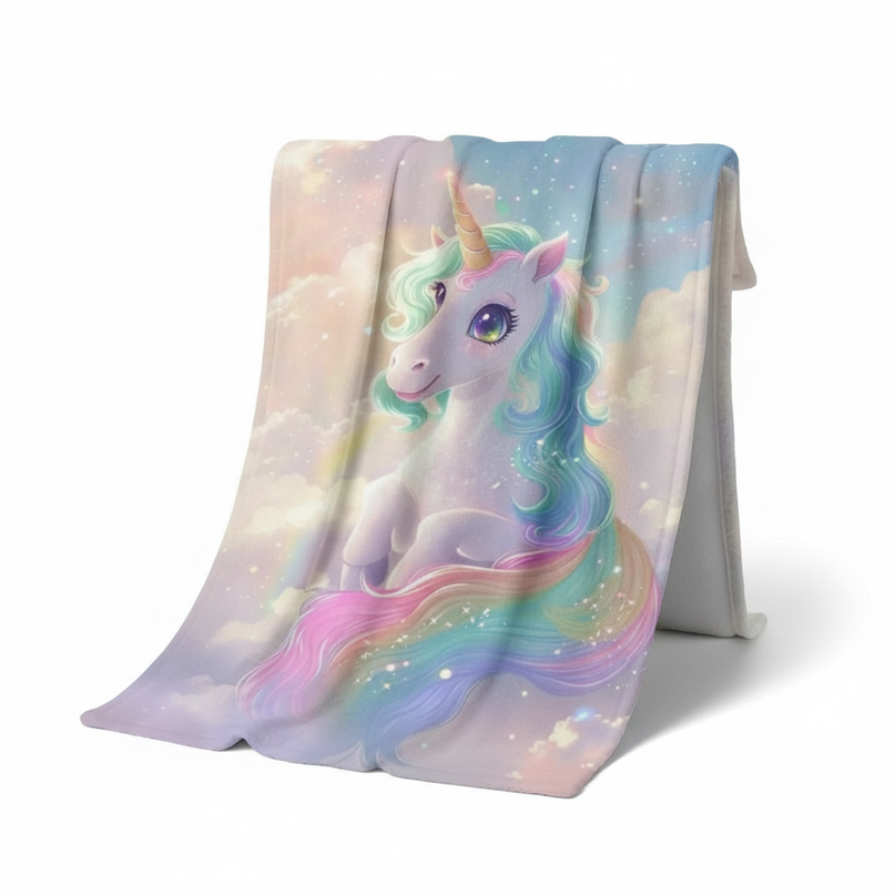 pastel unicorn blanket - white-bg