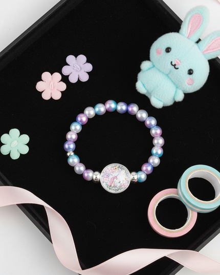 pastel unicorn bracelet - flat-lay